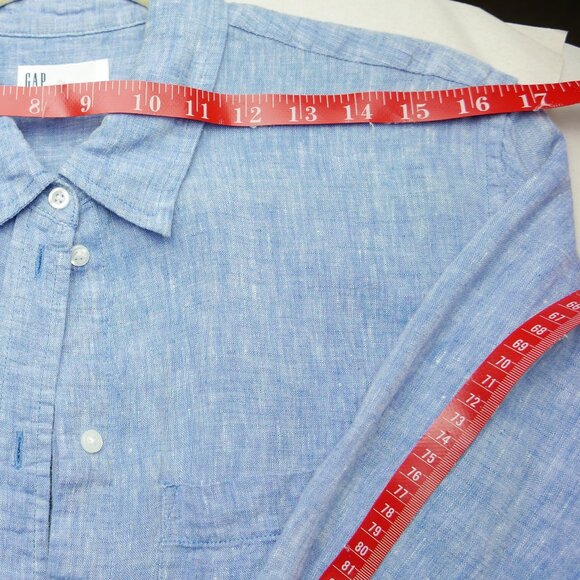 100% Linen Long Denim Blue Oxford	Medium Tall - Picture 2 of 7